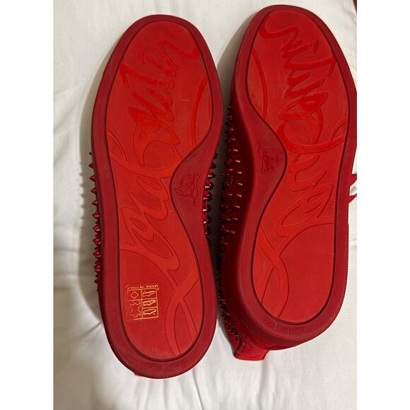 Christian Louboutin Louis Spikes High Top Sneakers Red Suede Mens NIB Size 46 main image 9